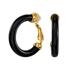 Traveller Ohrclips - Creolen - Vergoldet 22kt - Resin Schwarz - 25 mm - 157713