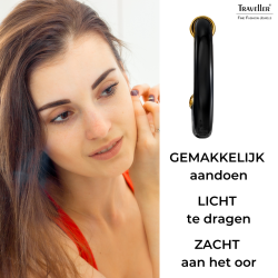 Traveller Clip Oorbellen - Oorringen - Verguld 22ct - Zwart Resin - 25 mm