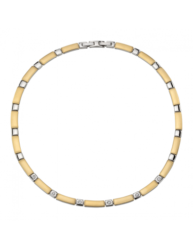 Traveller Necklace - Bicolour - Stainless Steel - Zirconia Crystals - 46-47,5cm - Gold & Platinum Plated - 180922