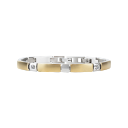 Traveller Bracelet - Bicolour - Stainless Steel - Zirconia Crystals - 18-19.5 cm - Gold & Platinum Plated - 180923
