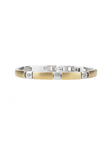 Traveller Bracelet - Bicolour - Stainless Steel - Zirconia Crystals - 18-19.5 cm - Gold & Platinum Plated - 180923