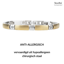 Traveller Armband - Bicolor - Edelstaal - Zirconia Kristallen - 18-19,5 cm - Verguld & Geplatineerd - 180923