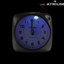 ATRIUM Wekker - Radiogestuurd - Analoog - Geen tikgeluid - Afgerond vierkant model - Duidelijk - Zwart - A610-7