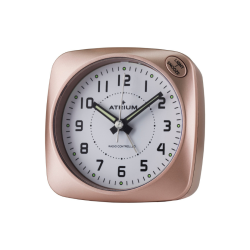 ATRIUM Wekker - Radiogestuurd - Analoog - Geen tikgeluid - Afgerond vierkant model - Duidelijk - Rose Metallic - A61017