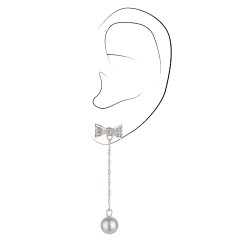 Osira Oorhangers - Zilverkleurig - Parel - Ø 8mm - Grijs - Kristallen - Geplatinerd - 47mm - L60243R