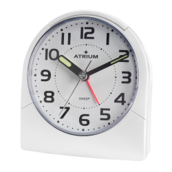 ATRIUM Wecker - Analog - Weiss - Klar - Aufbauender Alarm - Snooze - Ohne Ticken - A218-0