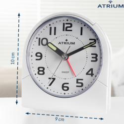 ATRIUM Wecker - Analog - Weiss - Klar - Aufbauender Alarm - Snooze - Ohne Ticken - A218-0