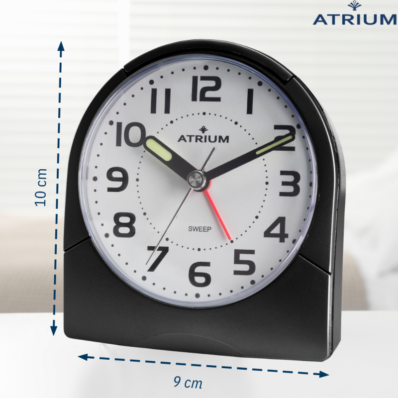 ATRIUM Wekker - Analoog - Zwart - Duidelijk - Opbouwend Alarm - Snooze - Zonder Tikgeluid - A218-7