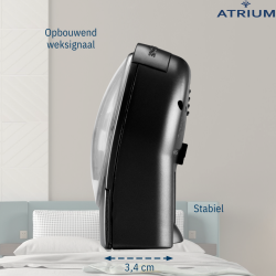 ATRIUM Alarmclock - Analogue - Black - Clear - Build-up Alarmsound - Snooze - No ticking sound - A218-7