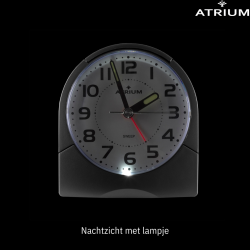 ATRIUM Alarmclock - Analogue - Black - Clear - Build-up Alarmsound - Snooze - No ticking sound - A218-7