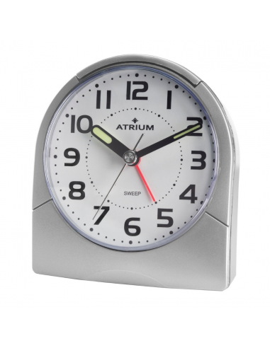 ATRIUM Alarmclock - Analogue - Silver - Clear - Build-up Alarmsound - Snooze - No ticking sound - A218-19