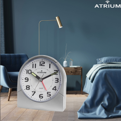 ATRIUM Alarmclock - Analogue - Silver - Clear - Build-up Alarmsound - Snooze - No ticking sound