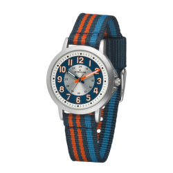 ATRIUM Horloge - Kinderen - Jongens - Blauw & Oranje & Fel Blauw - Analoog - 3 Bar - Leercijferblad - Nylonband - A50-12