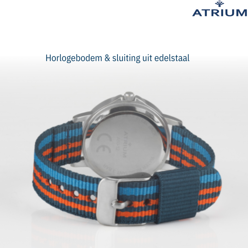 ATRIUM Horloge - Kinderen - Jongens - Blauw & Oranje & Fel Blauw - Analoog - 3 Bar - Leercijferblad - Nylonband - A50-12