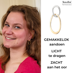 Traveller Clip Oorbellen - Hangers - 22kt Verguld&Geplatineerd - Dubbele Ovaal - Bicolor - 33x14 mm
