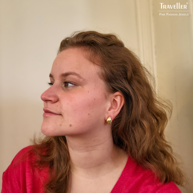 Traveller Clip Oorbellen - Goudkleurig - Preciosa Kristallen - Druppel - 22ct Verguld - 15x10 mm - 157486