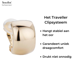 Traveller Clip Oorbellen - Goudkleurig - Glanzend - Halve Oorringen - 22ct Verguld - 18 mm