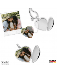 Traveller Photo locket with chain - Sterling Silver- Made in Germany - Shiny - Heart - Sustainable - 20x20 mm - 45 cm - 571007
