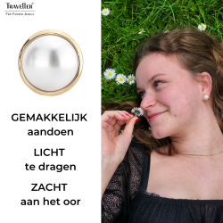 Traveller Clip Oorbellen - Parels - 10 mm - Wit - Goudkleurig - 22ct Verguld