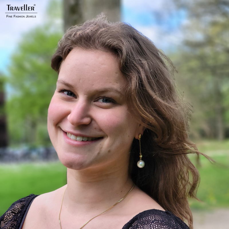 Traveller Clip Oorbellen - Hangers - Goudkleurig - Parels - 12 mm - Wit - Preciosa Kristallen - Verguld - 53x12 mm