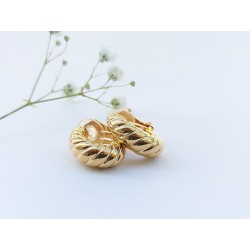 Traveller Clip-on Earrings - 22ct Gold plated - Twist-effect - Gold-coloured - 20x7 mm - 157516