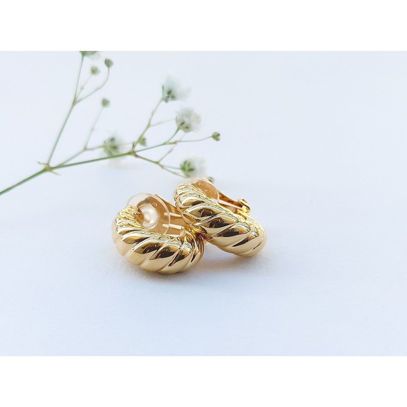 Traveller Clip-on Earrings - 22ct Gold plated - Twist-effect - Gold-coloured - 20x7 mm - 157516