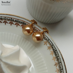 Traveller Ohrclips - 22kt Vergoldet - Perle - 10 mm - Bronze - 15x10 mm