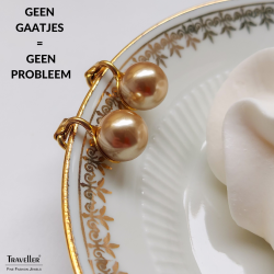 Traveller Clip Oorbellen - 22kt Verguld - Parels - 10 mm - Brons - 15x10 mm - 706010