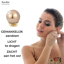 Traveller Clip Oorbellen - 22kt Verguld - Parels - 10 mm - Brons - 15x10 mm - 706010