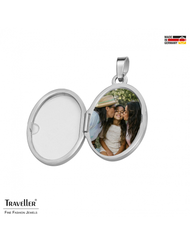 Traveller Medaillon voor Foto - Made in Germany - Zilver - Glans/Mat - Ovaal 16x23 mm - Duurzaam - Ketting 45 cm - 571004
