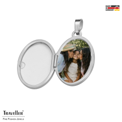 Traveller Medaillon Ketting voor Foto - Made in Germany - Zilver - Glanzend - Ovaal 16x23 mm - Ketting 45 cm 