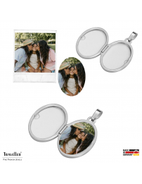 Traveller Medaillon Ketting voor Foto - Made in Germany - Zilver - Glanzend - Ovaal 16x23 mm - Ketting 45 cm 