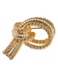 Grossé Brooch - Tresor - Gold Coloured - Crystals - Loop - Gold Plated - 4x3...