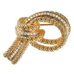 Grossé Brosche - Tresor - Goldfarbe - Kristalle - Schleife - Vergoldet - 4x3 cm - GJ30410