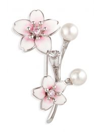 Grossé Brooch - Sakura - Platinum Plated - Cherry Blossom - White Pearl -...
