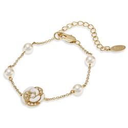 Grossé Armband - Blanc Camelia - Goudkleurig - Parel - 4 mm - Crème - Kristallen - Verguld - 15+5 cm - GJ11277 