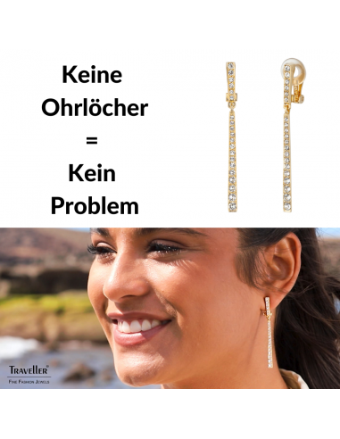 Traveller Ohrclips - Hänger - Goldfarbe - Preciosa Kristalle - 22kt Vergoldet - 55 mm - 157355
