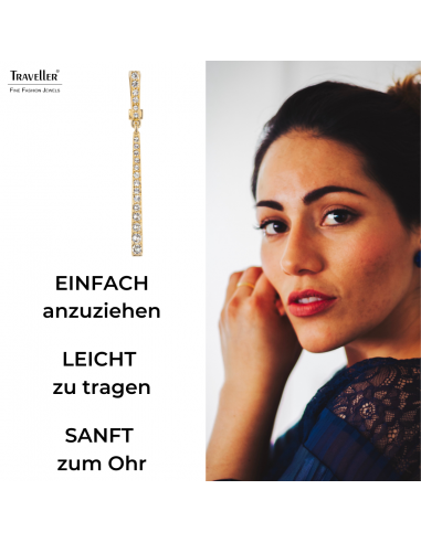 Traveller Ohrclips - Hänger - Goldfarbe - Preciosa Kristalle - 22kt Vergoldet - 55 mm - 157355