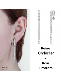 Traveller Ohrclips - Hänger - Silberfarbe - Preciosa Kristalle -  Platiniert - 55 mm - 157356