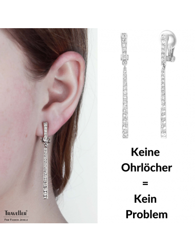 Traveller Ohrclips - Hänger - Silberfarbe - Preciosa Kristalle -  Platiniert - 55 mm - 157356