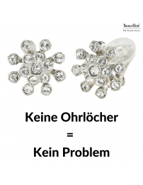 Traveller Ohrclip - Silberfarben - Kriatalle - Blume - Platiniert - 17 mm - 157546