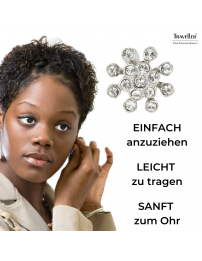 Traveller Ohrclip - Silberfarben - Kriatalle - Blume - Platiniert - 17 mm - 157546
