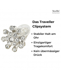 Traveller Ohrclip - Silberfarben - Kriatalle - Blume - Platiniert - 17 mm - 157546