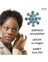 Traveller Ohrclip - Silberfarben - Kristalle - Blau - Blume - Platiniert - 17 mm - 157547
