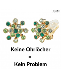 Traveller Ohrclip - Vergoldet - Kristalle - Grün - Blume - 17 mm - 157548