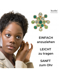 Traveller Ohrclip - Vergoldet - Kristalle - Grün - Blume - 17 mm - 157548