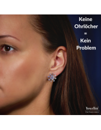 Traveller Ohrclip - Silberfarben - Kristalle - Violet - Platiniert - Blume - 17 mm - 157549