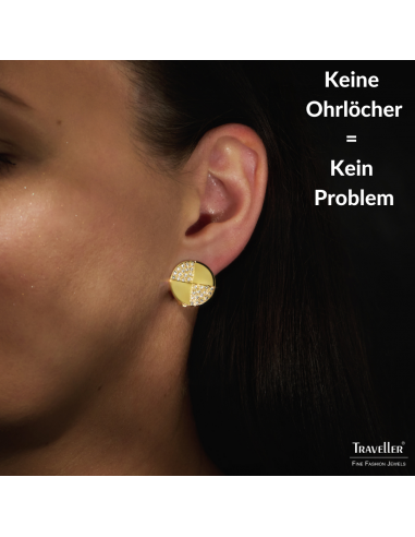 Traveller Ohrclip - Vergoldet - Preciosa Kristalle - Rund - 17 mm - 157550