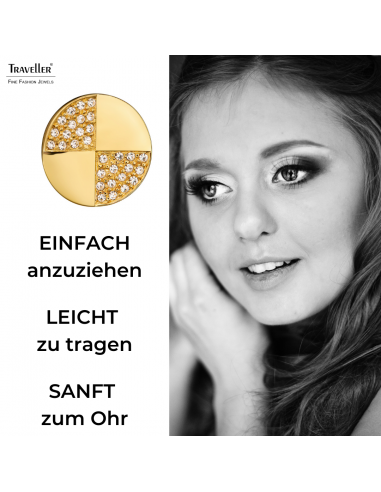 Traveller Ohrclip - Vergoldet - Preciosa Kristalle - Rund - 17 mm - 157550