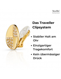 Traveller Ohrclip - Vergoldet - Preciosa Kristalle - Rund - 17 mm - 157550
